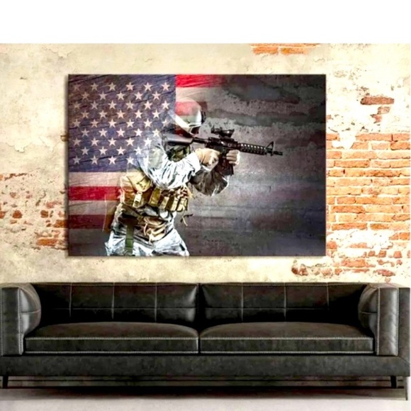 WALL ART USA American Flag/US Military Soldier Canvas wall decor size12x16 NWT - Picture 7 of 7